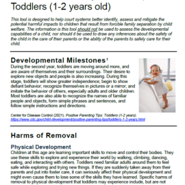 NEW Guidance on Harms of Removal to Toddlers (1-2 years old)