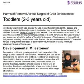 New Guidance on Harms of Removal to Toddlers (2-3 years old)